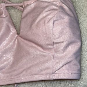 Wallflower Open Back Shiny Pink Tankini Top only Small Junior
